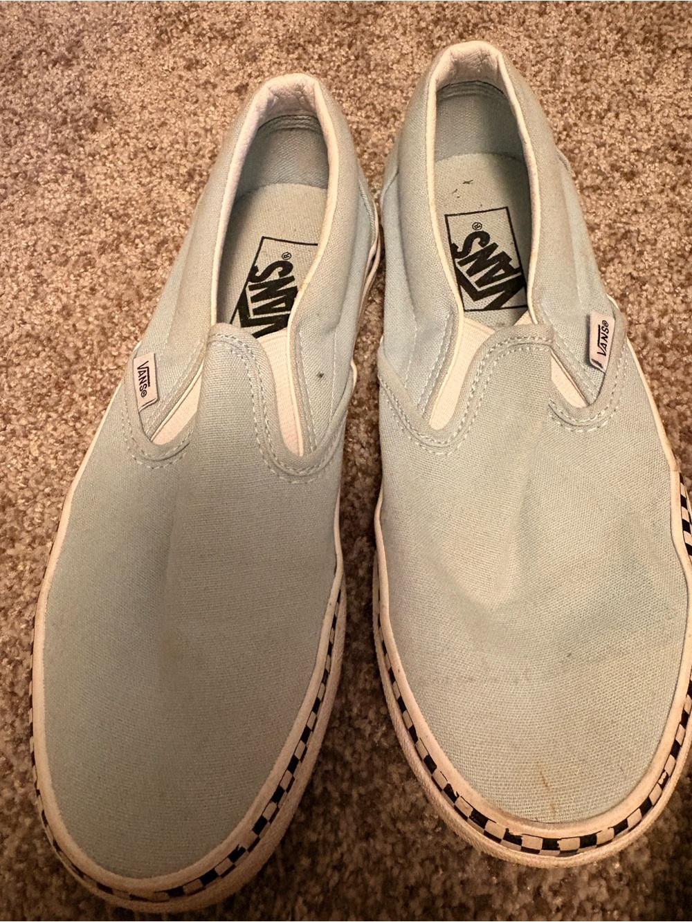 Vans Slip-On Canvas Sneakers in Light Blue